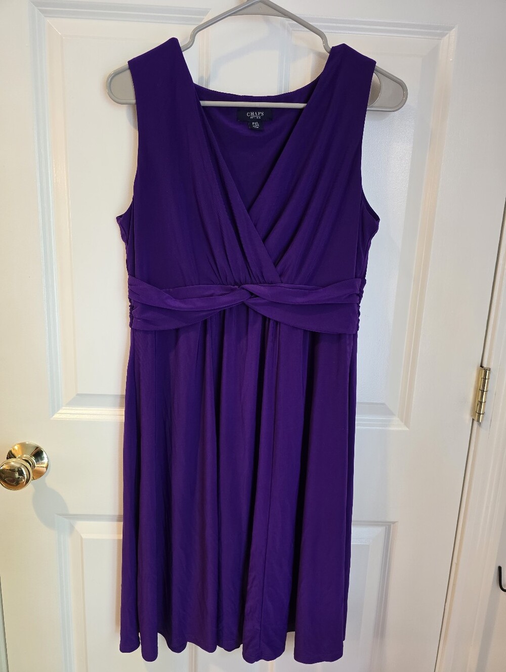 Chaps Deep Purple Sleeveless Wrap-Style Midi Dress